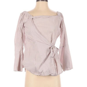 Thread & Supply pink tie front boat neck cotton blouse